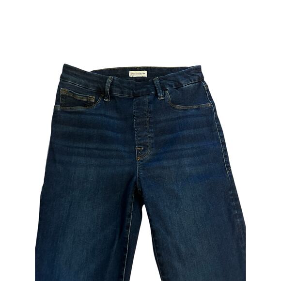 Women L Good American Pull On Straight Indigo 491 Jeans Denim Pant Power Stretch - Picture 2 of 7